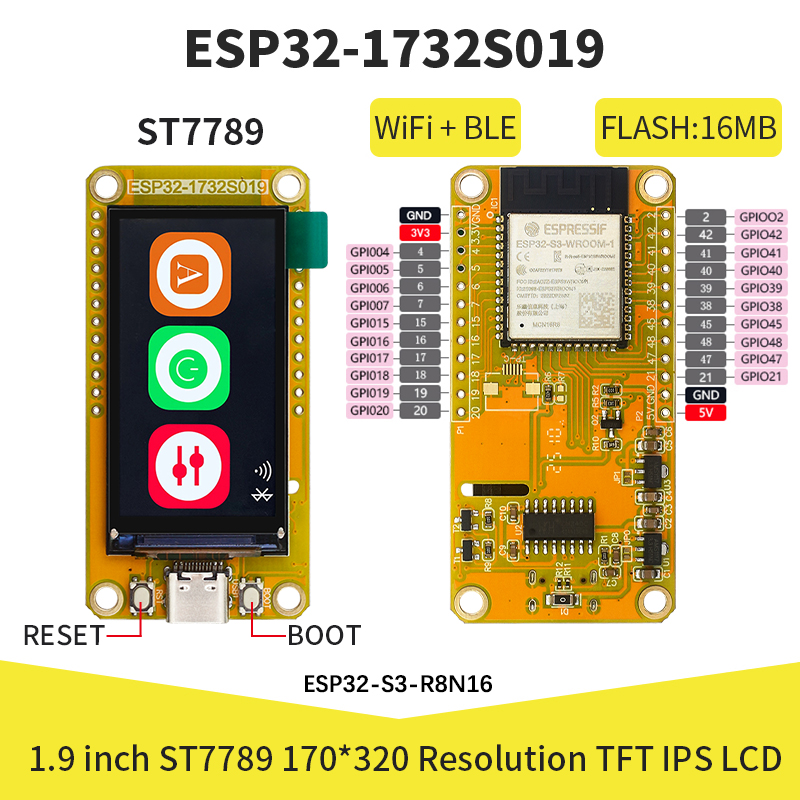 Smart Home Arduino - ESP32-S3 1.9인치 IPS LCD 170*320 HMI