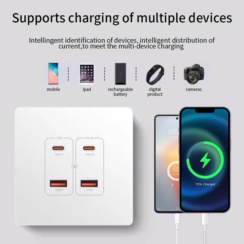 Smart Home Or Smart Home - Herepow 벽면 전원 소켓(듀얼 USB Typec