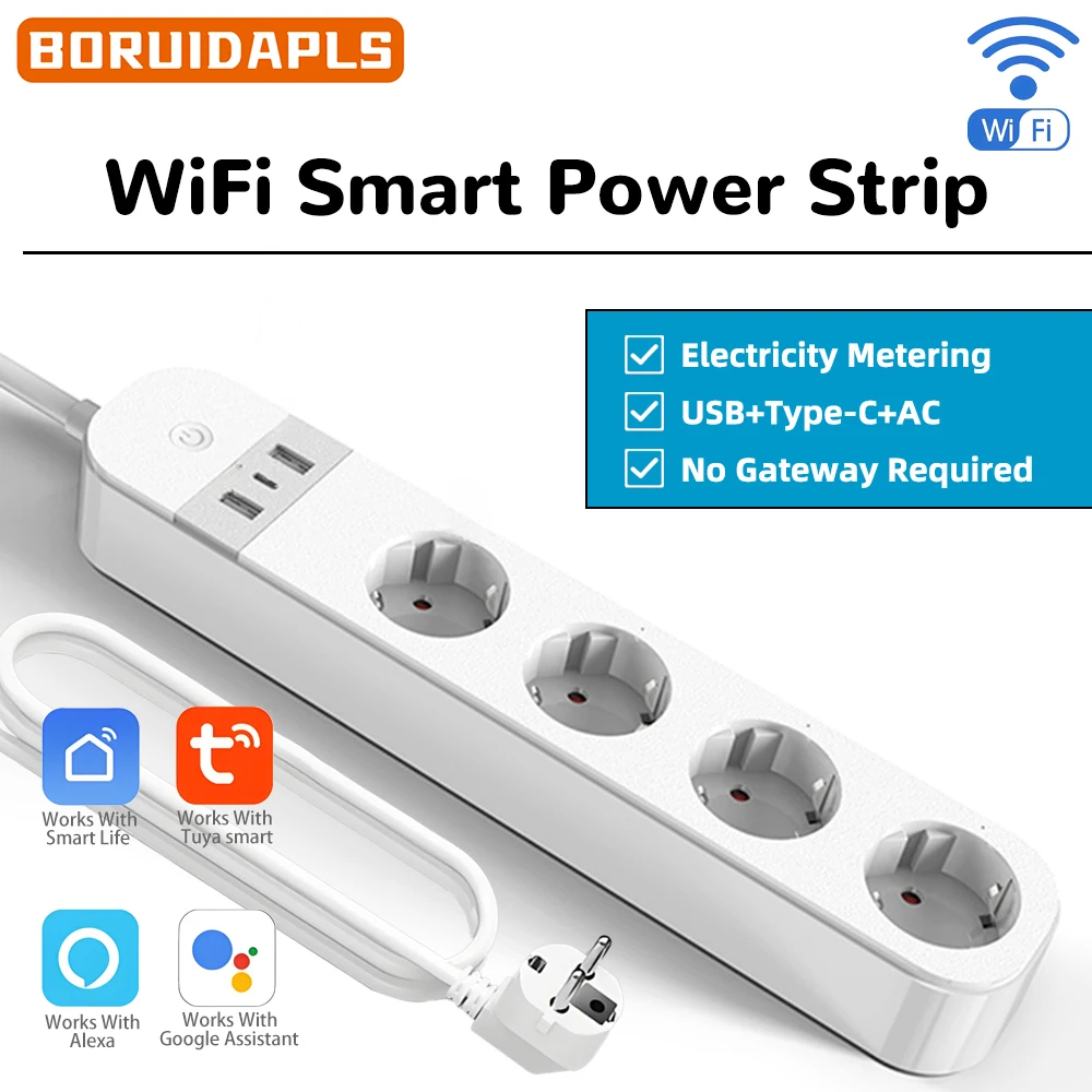 Smart Home Or Smart Home - BORUIDAPLS EU 플러그 WiFi 스마트 멀티탭