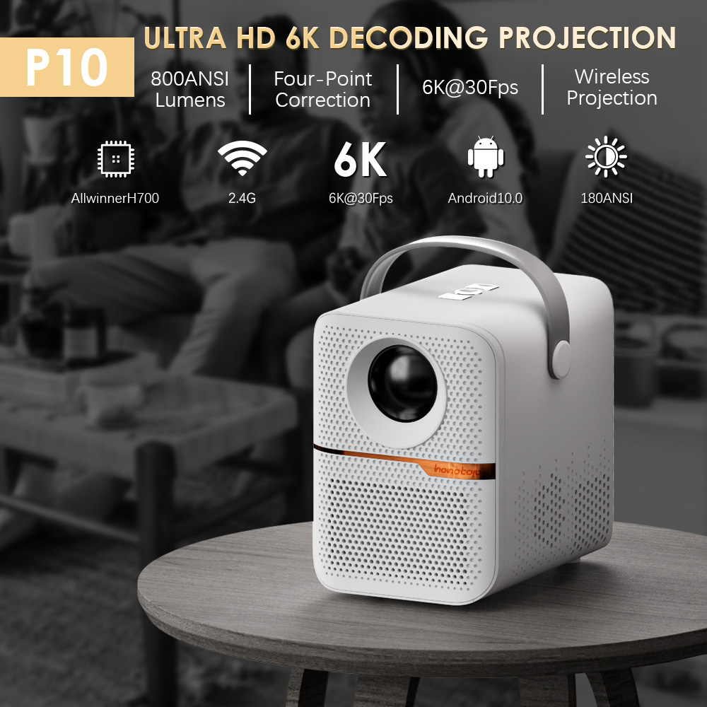 P10 스마트 미니 프로젝터 300ANSI 루멘 4K  - Smart Home X10 리뷰 및 가격