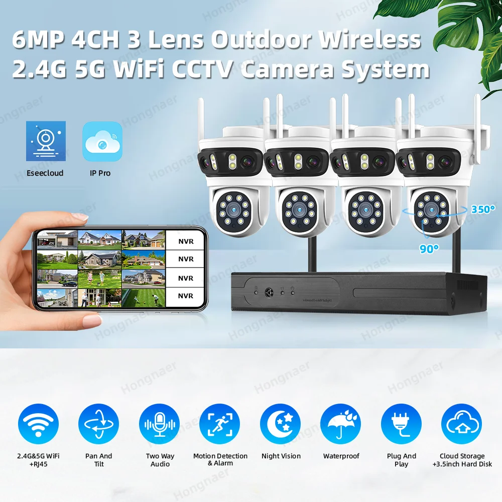 2026 홍나르 6MP 4채널 3렌즈 2.4G 5G W - Security Ip Camera 리뷰 및 가격