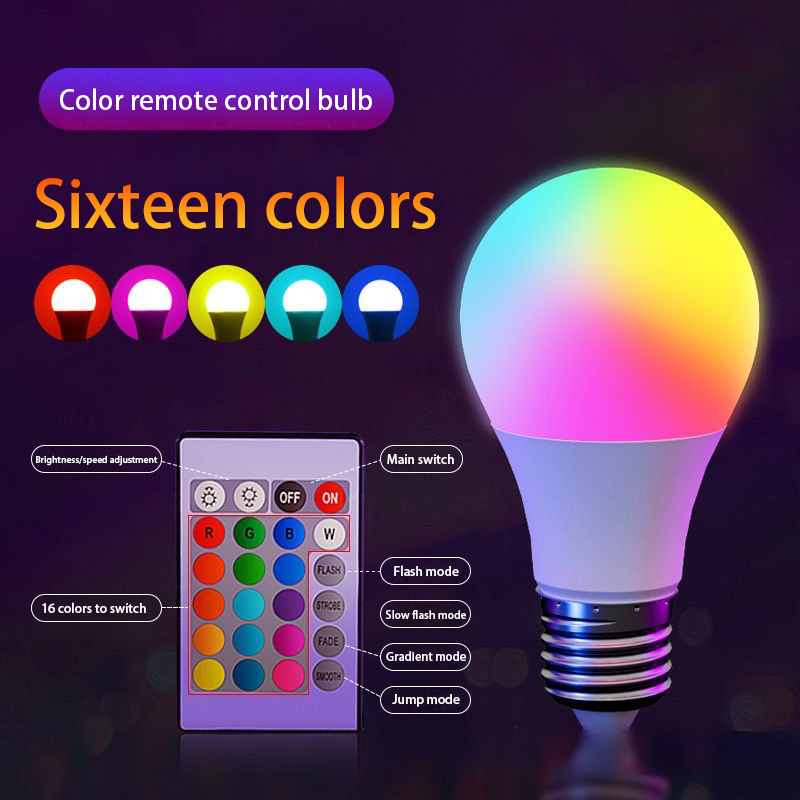 E27 220V 16 색상 RGB 전구 LED 멀티 컬 - Voice Control Light Bulb 리뷰 및 가격
