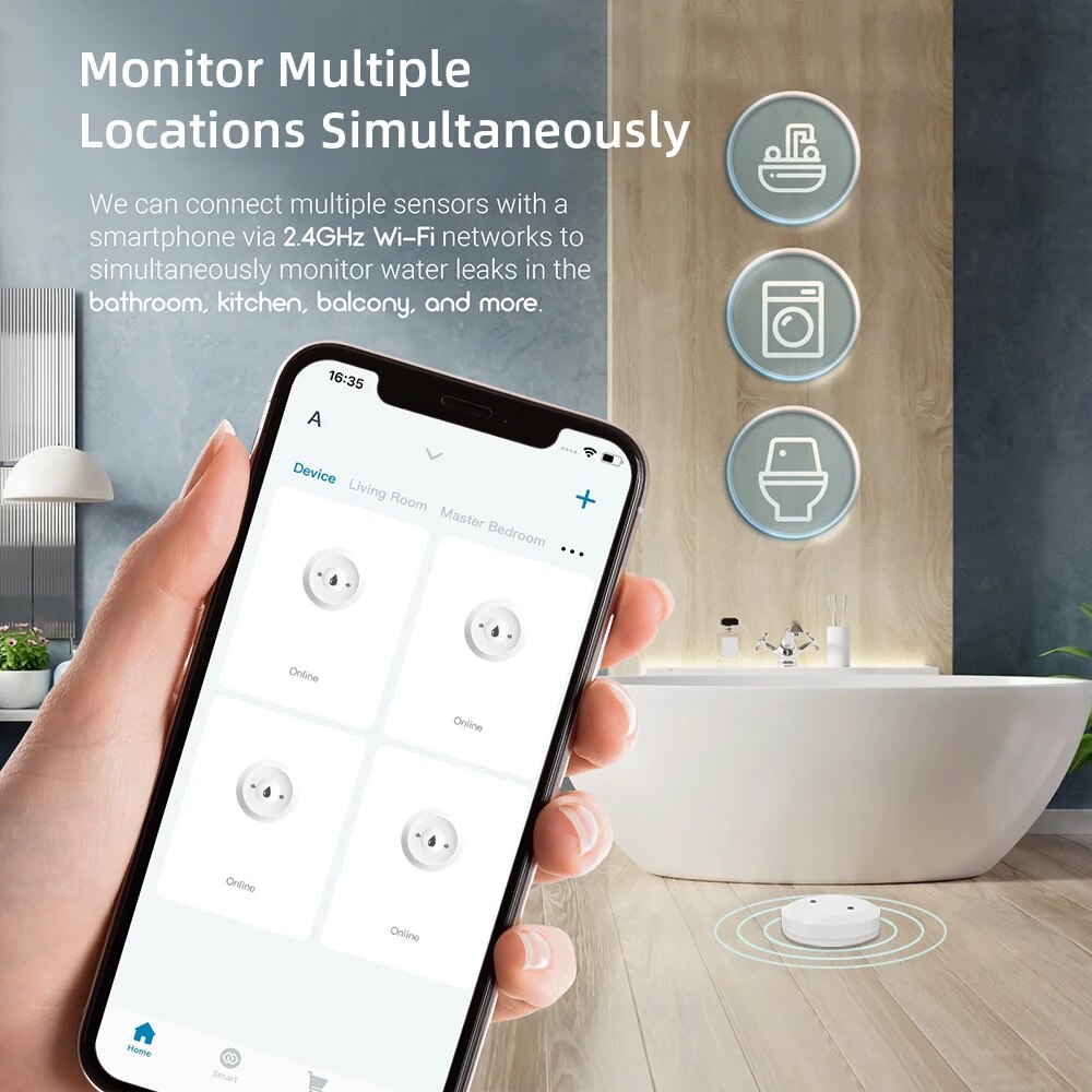 Zigbee3.0 원격 앱 알림 기능이 있는 누수 감지 - Smart Home Zentrale 리뷰 및 가격