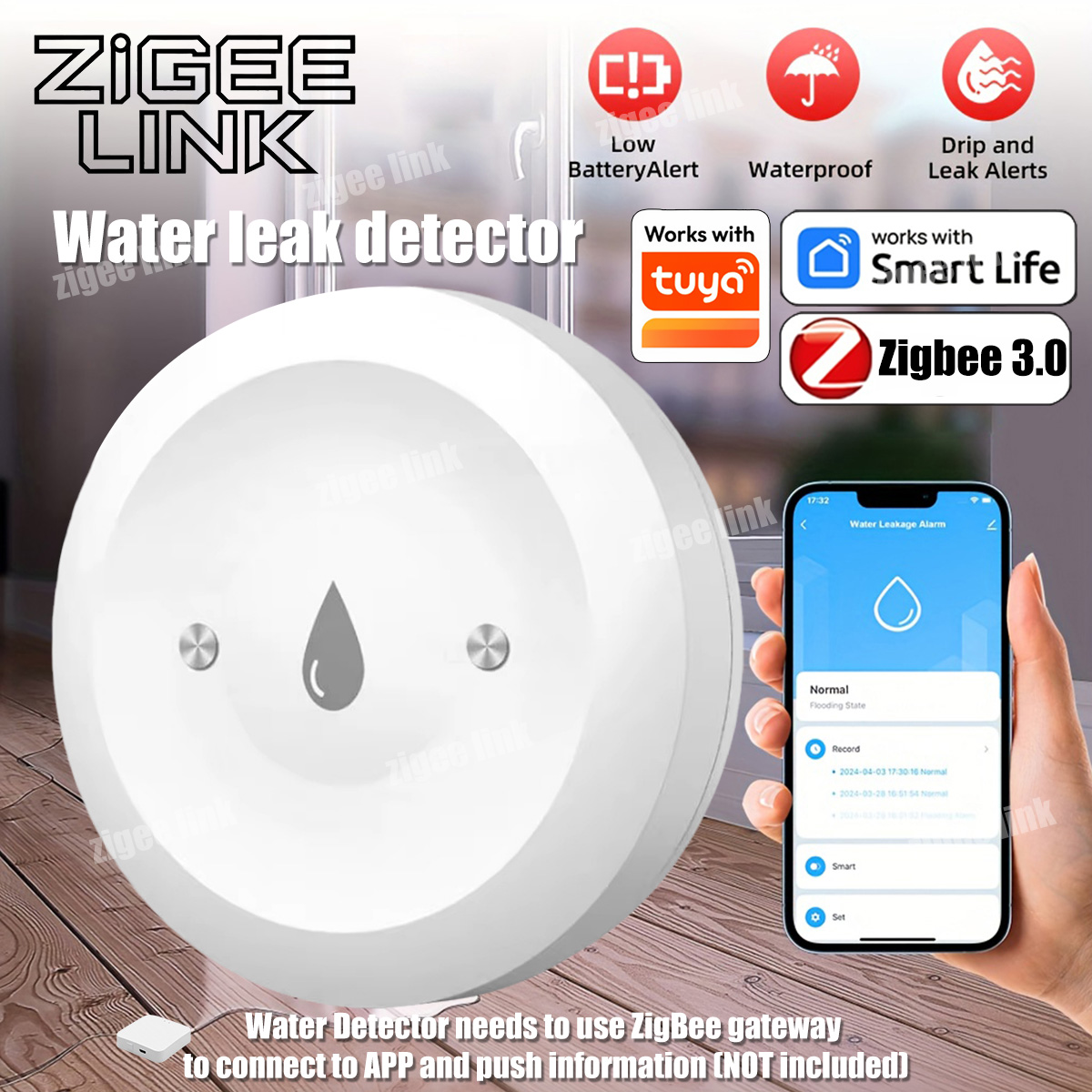 ZigBee 3.0 워터 센서 스마트 누수 감지기 홍수 - Smart Home Zentrale 리뷰 및 가격